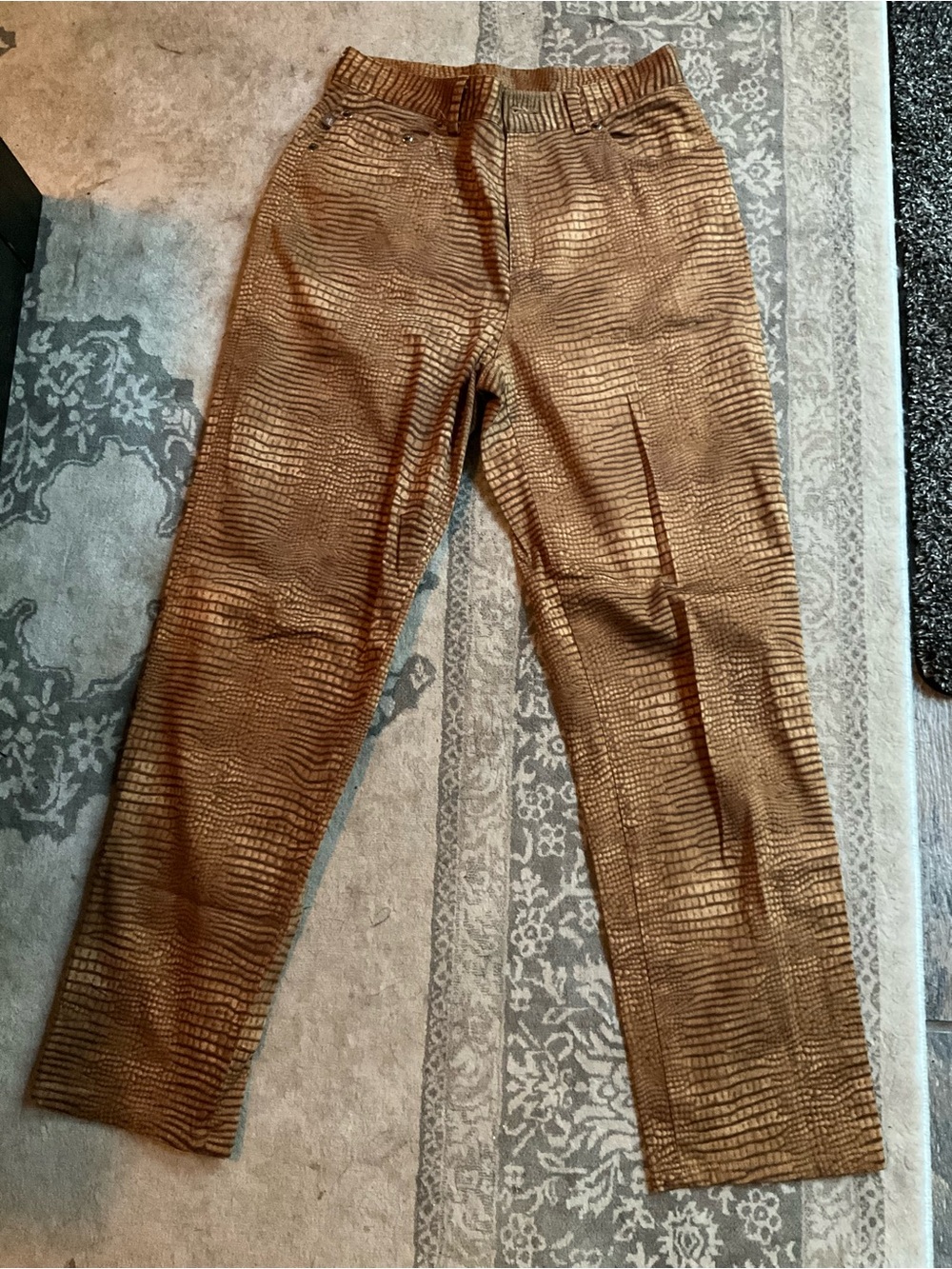 Ralph Lauren Brown Tan Textured Croc-Print Chinos